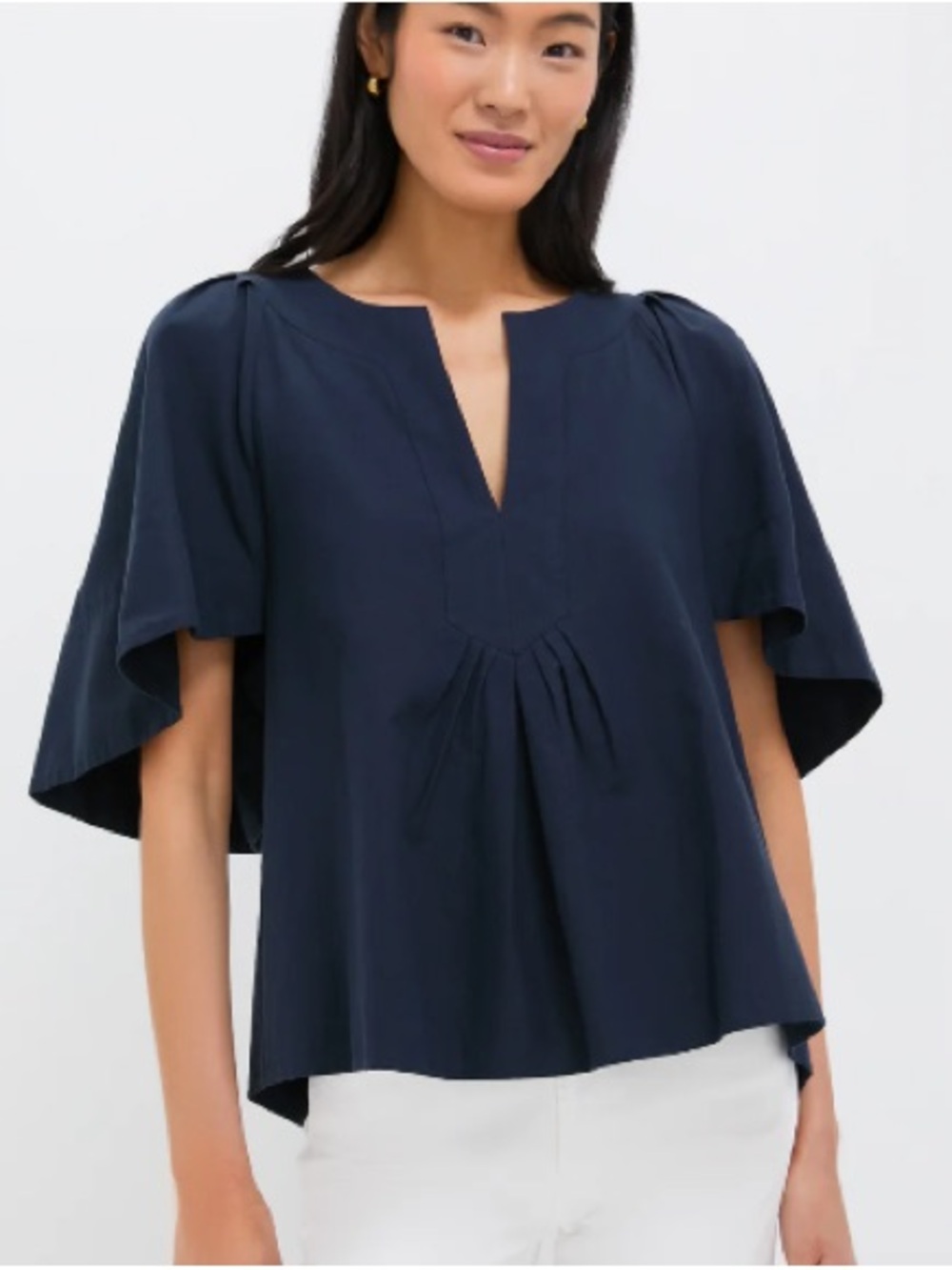 Tuckernuck Pomander Place Navy Finley Flutter Sleeve Top